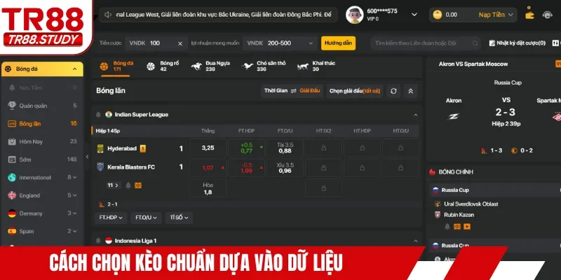 Cách chọn kèo chuẩn dựa vào dữ liệu