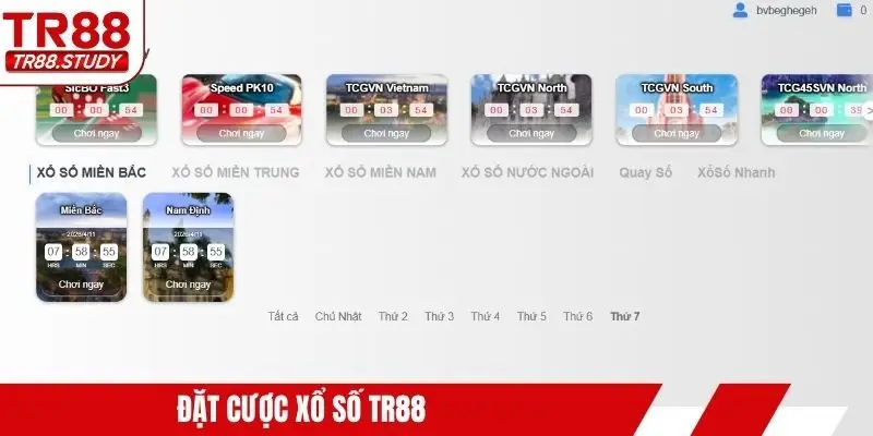 Đặt cược xổ số TR88