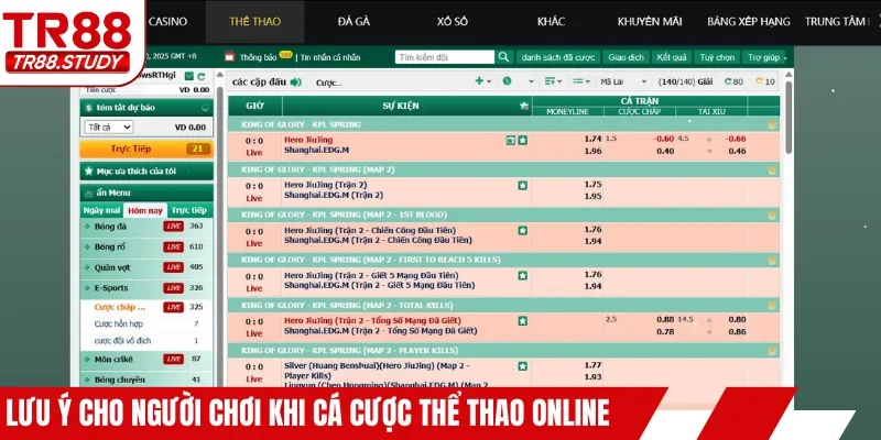 Lưu ý cho người chơi khi cá cược thể thao online